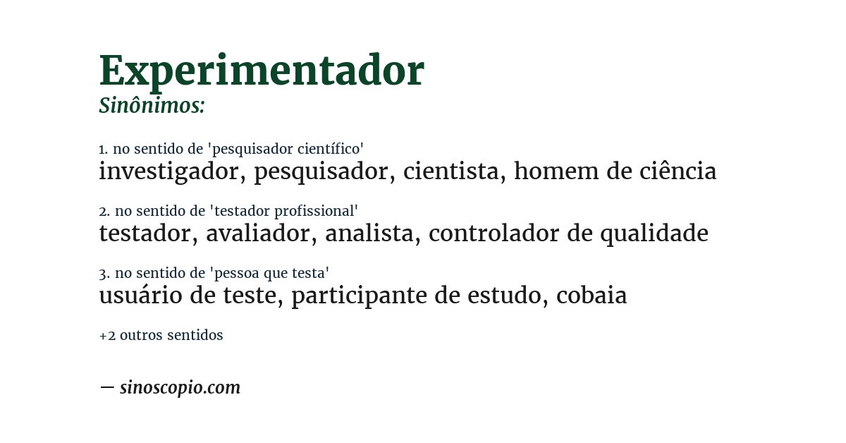 Sinônimo de experimentador
