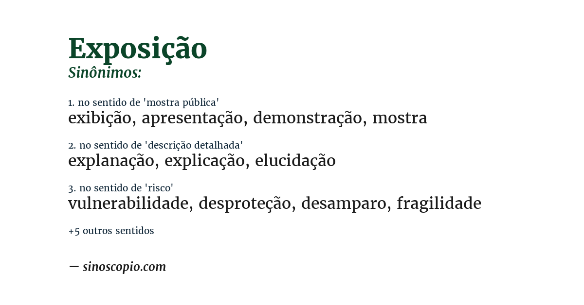 Sinônimo de exposição
