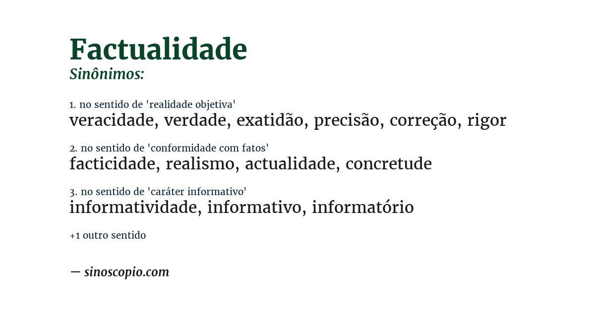 Sinônimo de factualidade