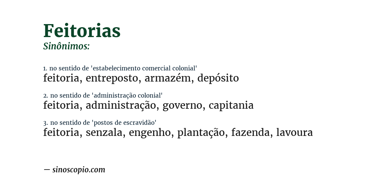 Sinônimo de feitorias