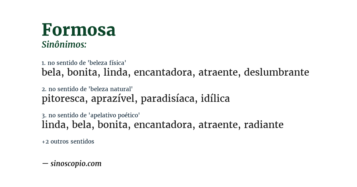 Sinônimo de formosa