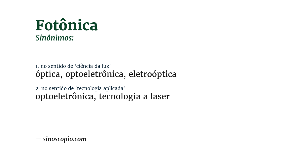 Sinônimo de fotônica