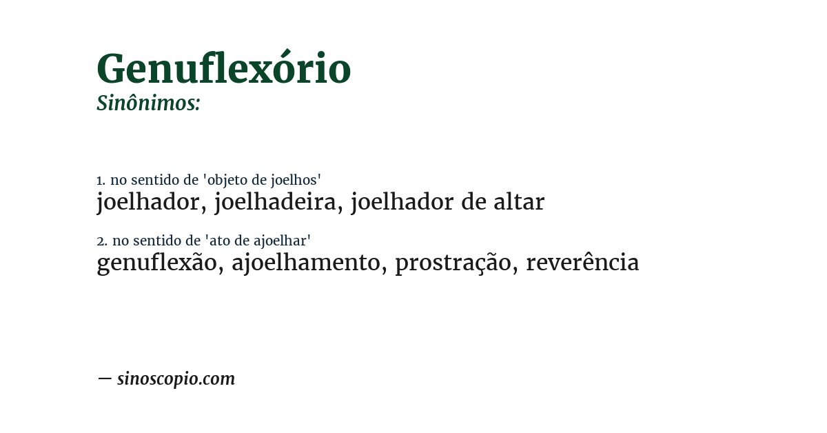 Sinônimo de genuflexório