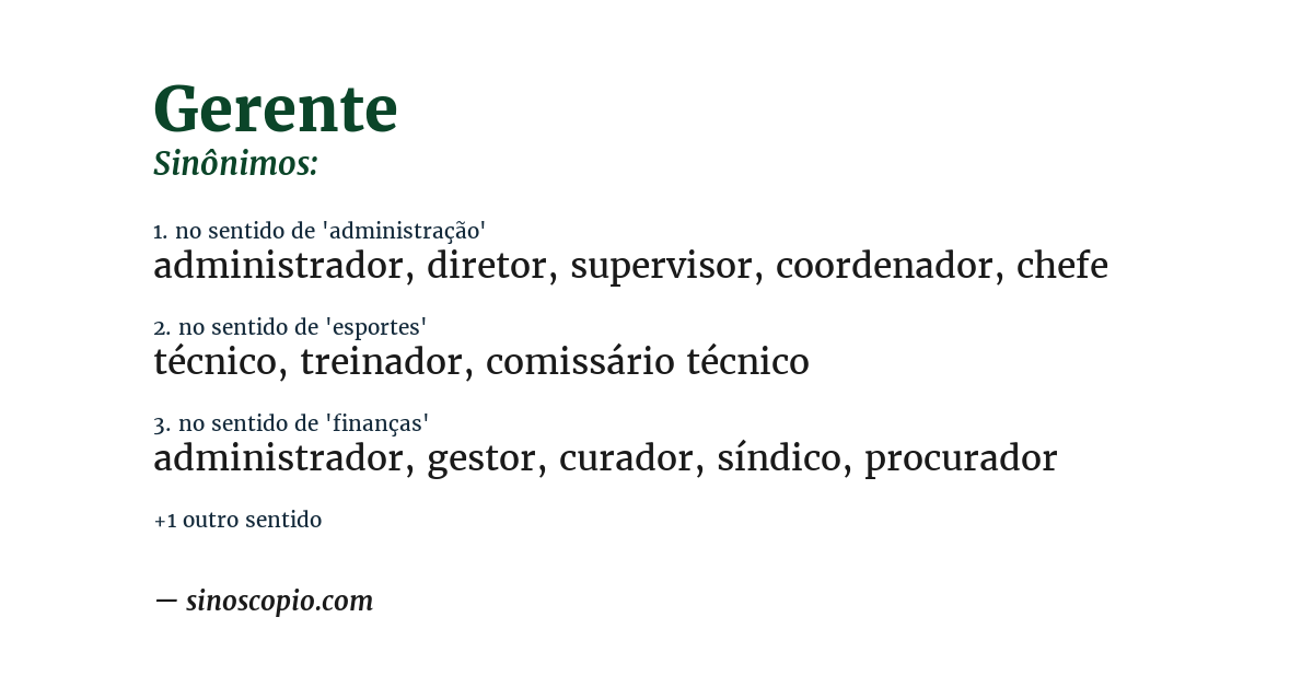Sinônimo de gerente