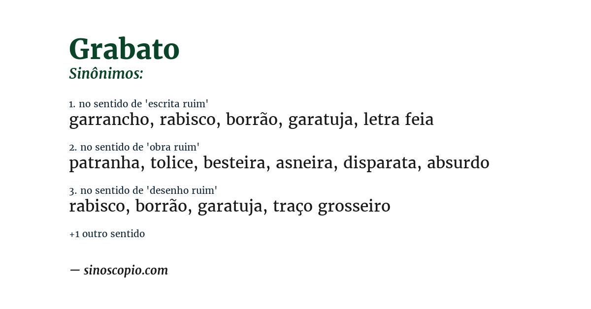 Sinônimo de grabato