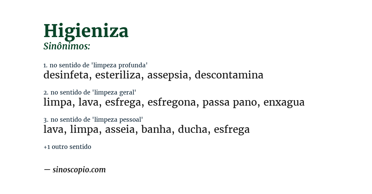 Sinônimo de higieniza