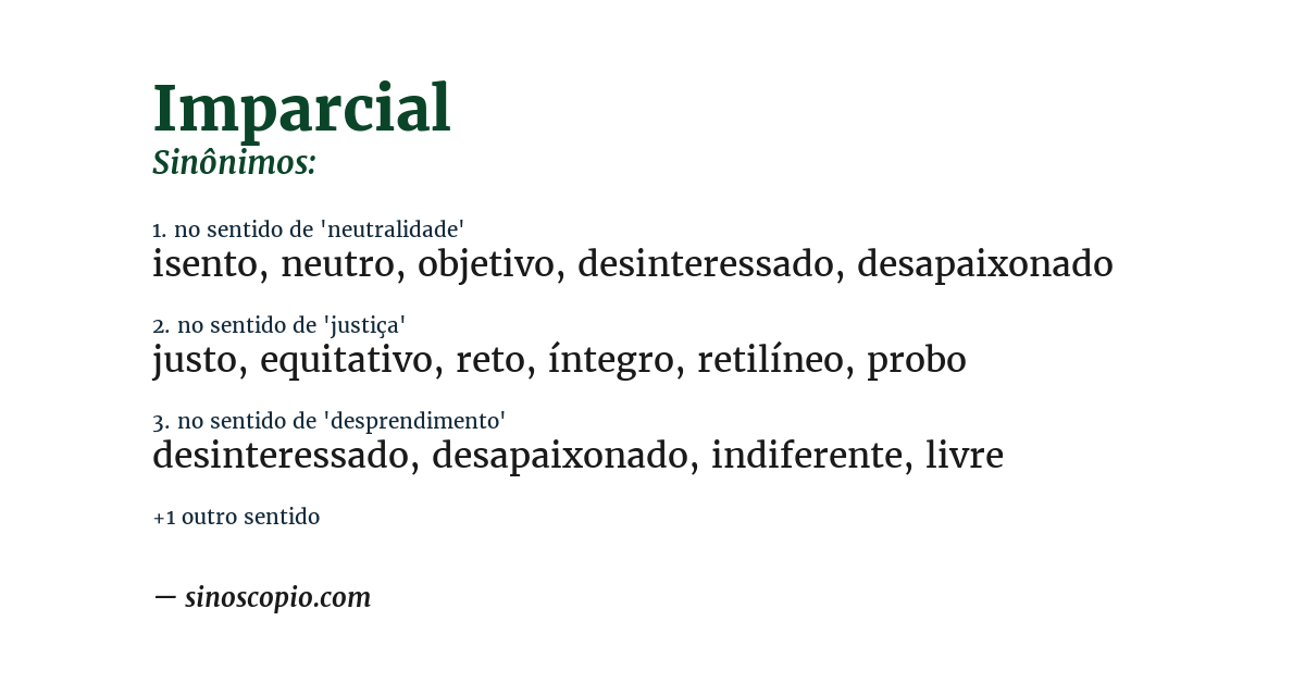 Sinônimo de imparcial