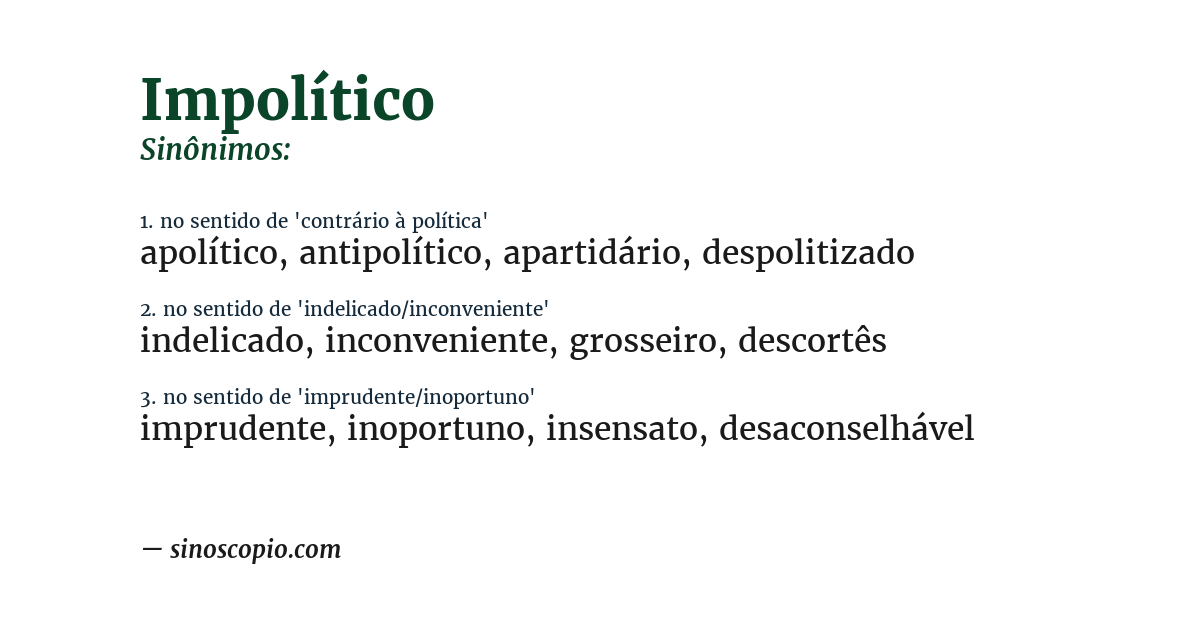 Sinônimo de impolítico
