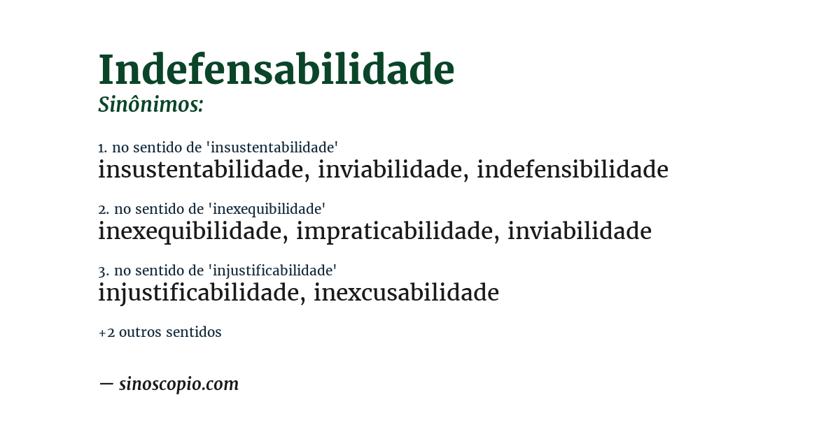 Sinônimo de indefensabilidade