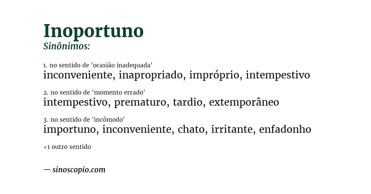 Sinônimo de inoportuno