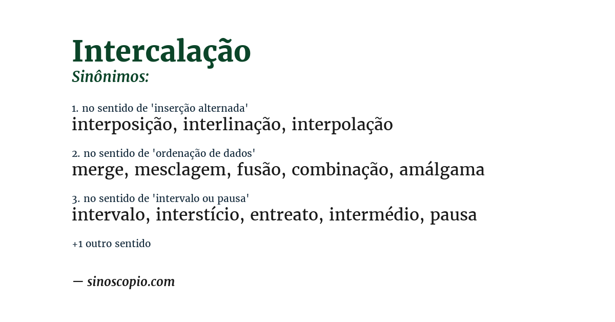 Sinônimo de intercalação
