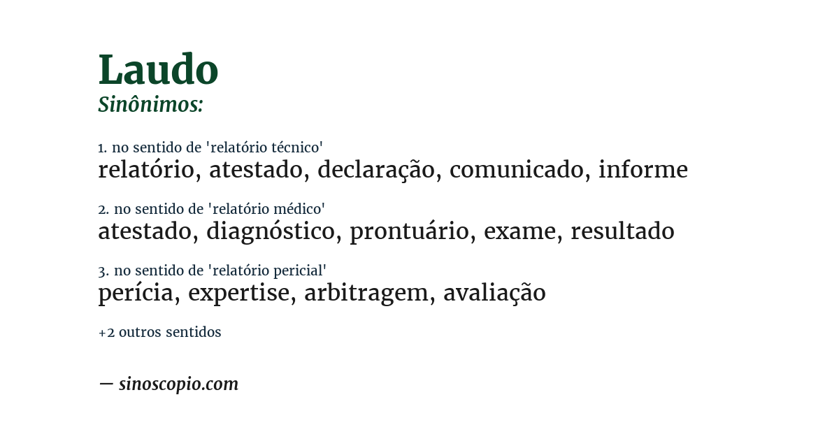 Sinônimo de laudo