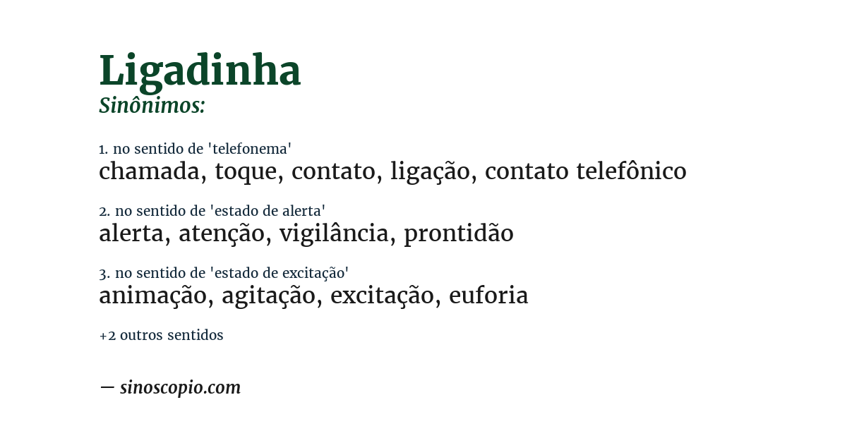Sinônimo de ligadinha