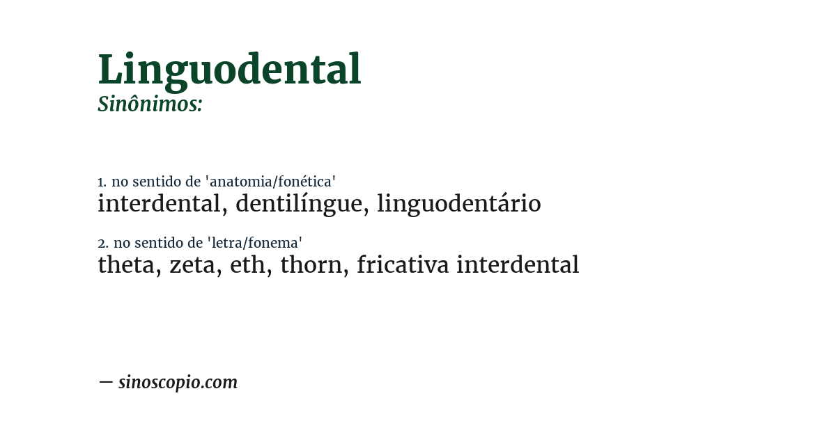 Sinônimo de linguodental