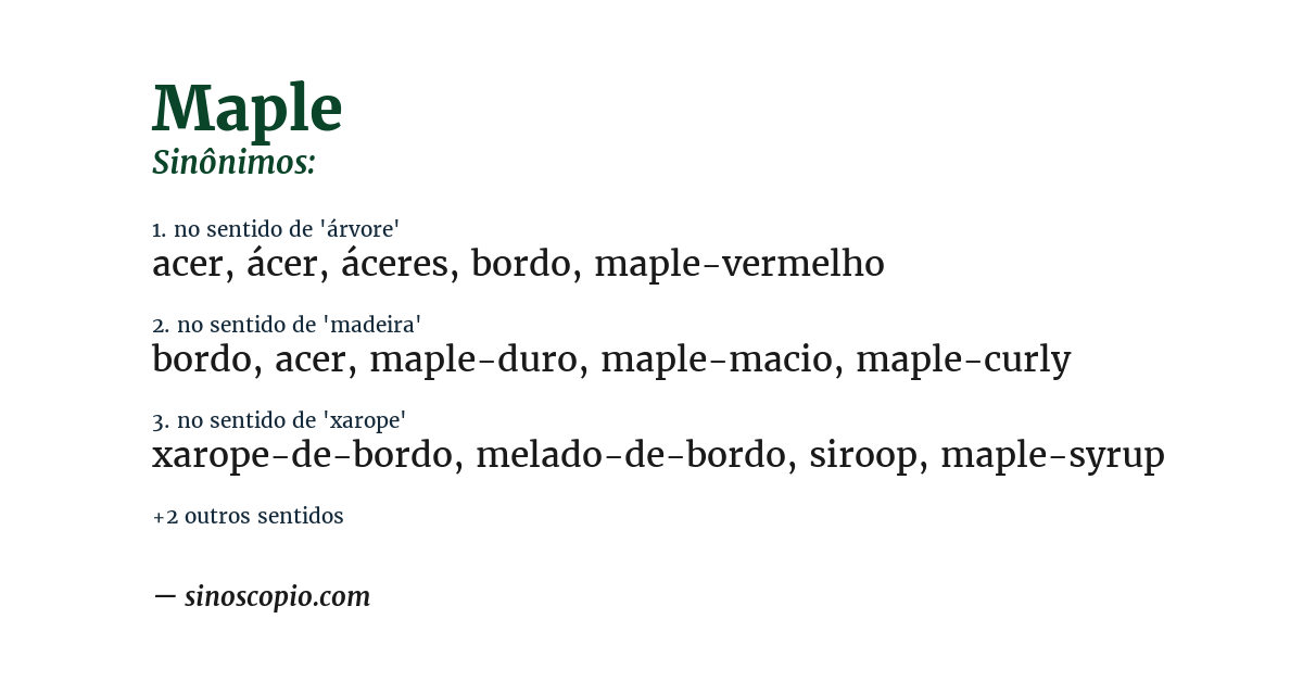 Sinônimo de maple