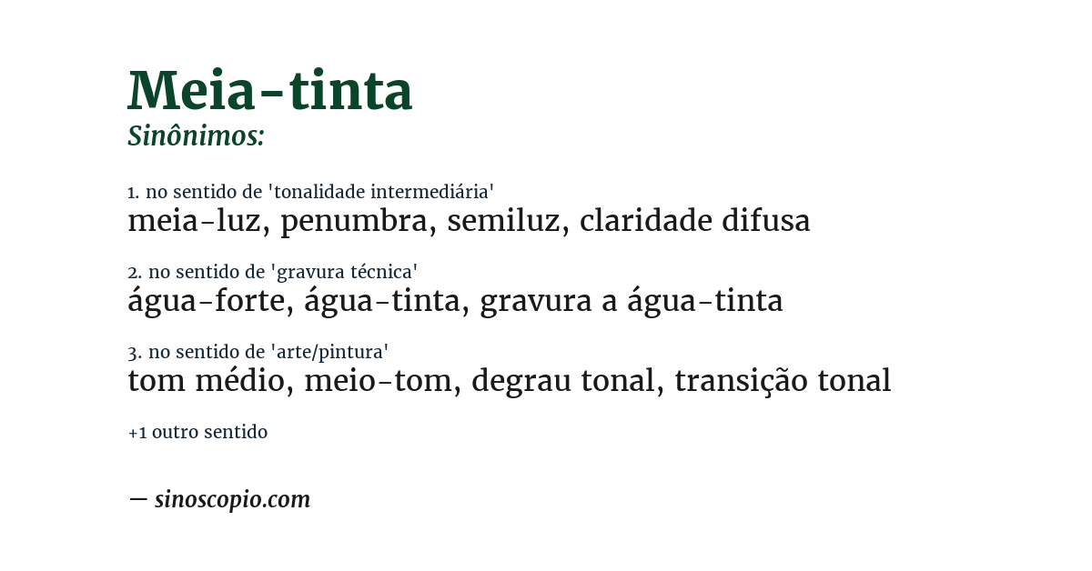 Sinônimo de meia-tinta