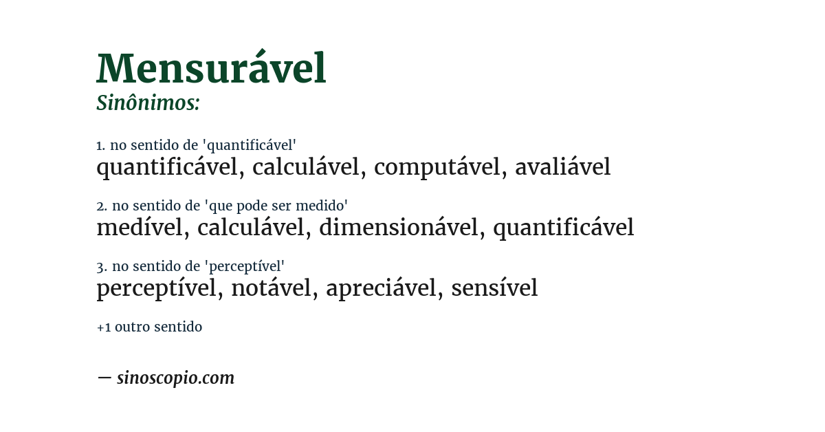 Sinônimo de mensurável