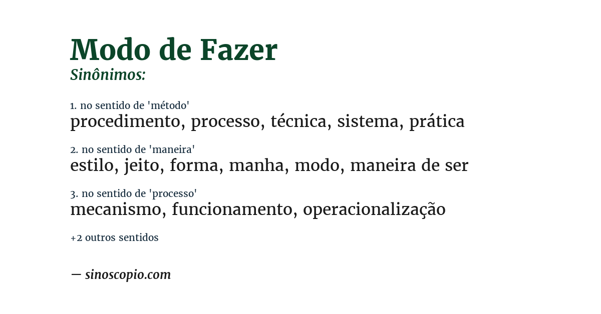 Sinônimo de modo de fazer