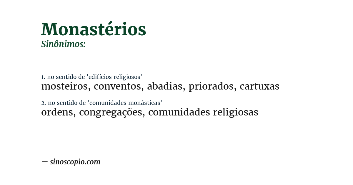 Sinônimo de monastérios