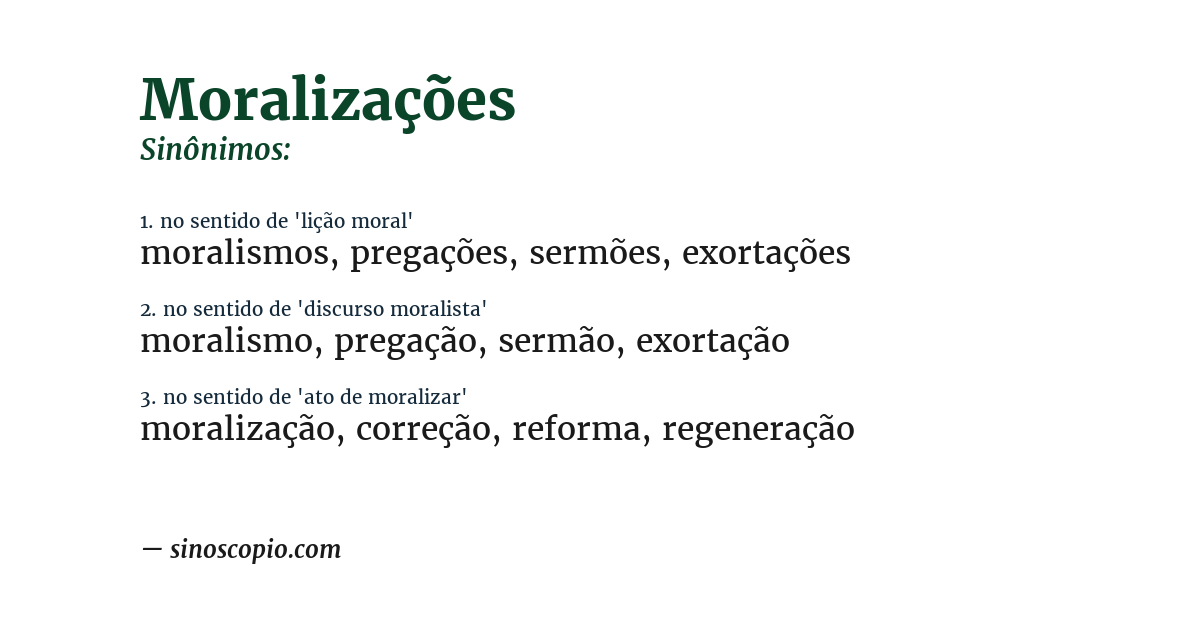 Sinônimo de moralizações