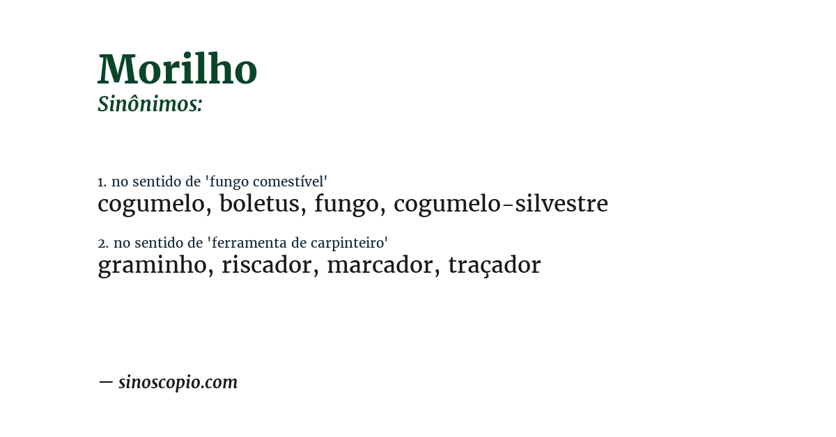 Sinônimo de morilho