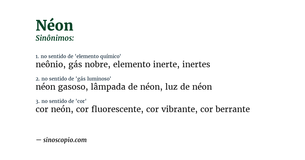 Sinônimo de néon
