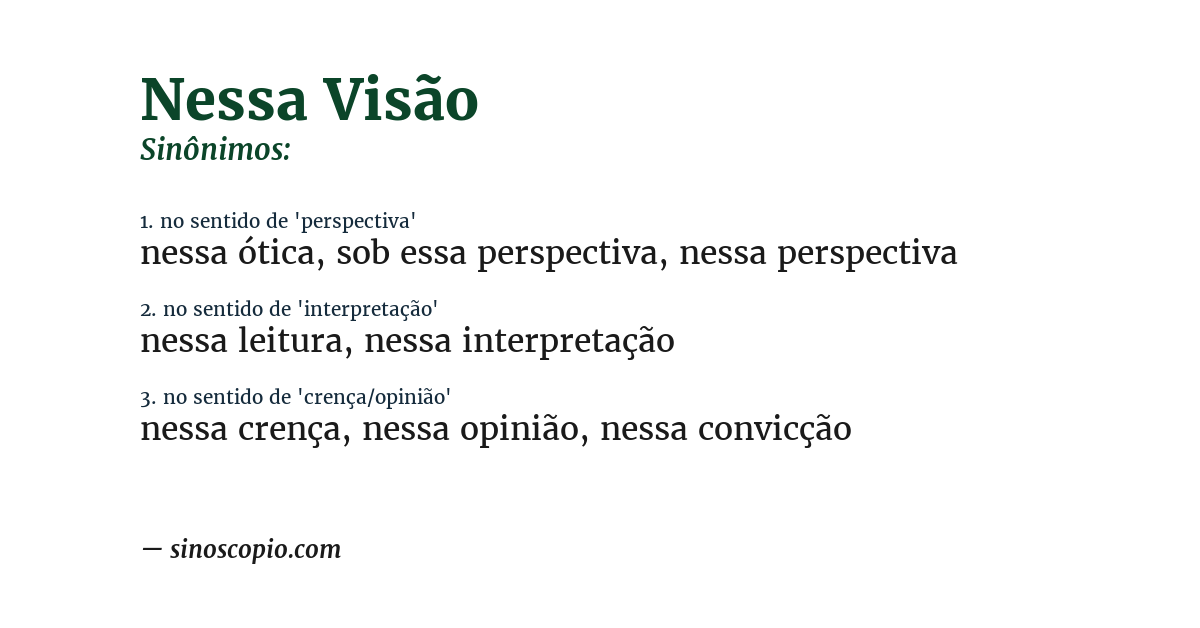 Sinônimo de nessa visão
