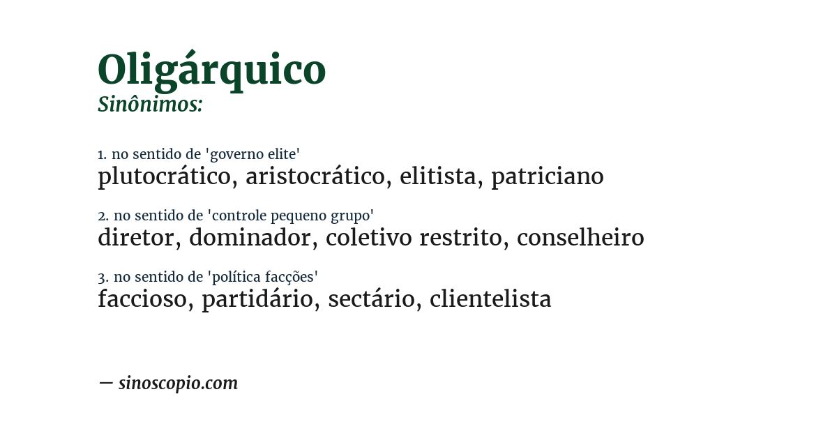 Sinônimo de oligárquico