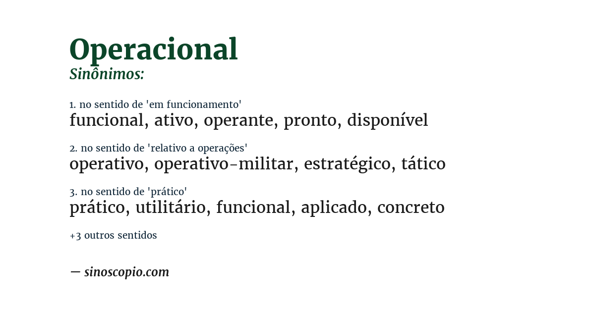 Sinônimo de operacional