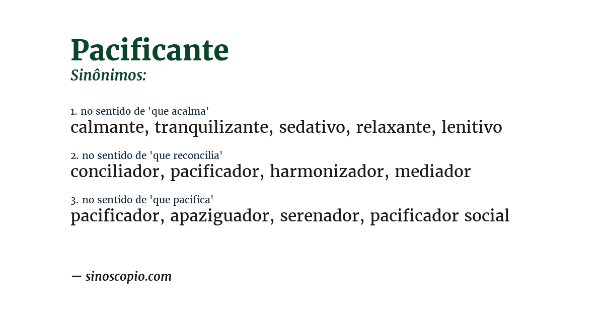 Sinônimo de pacificante