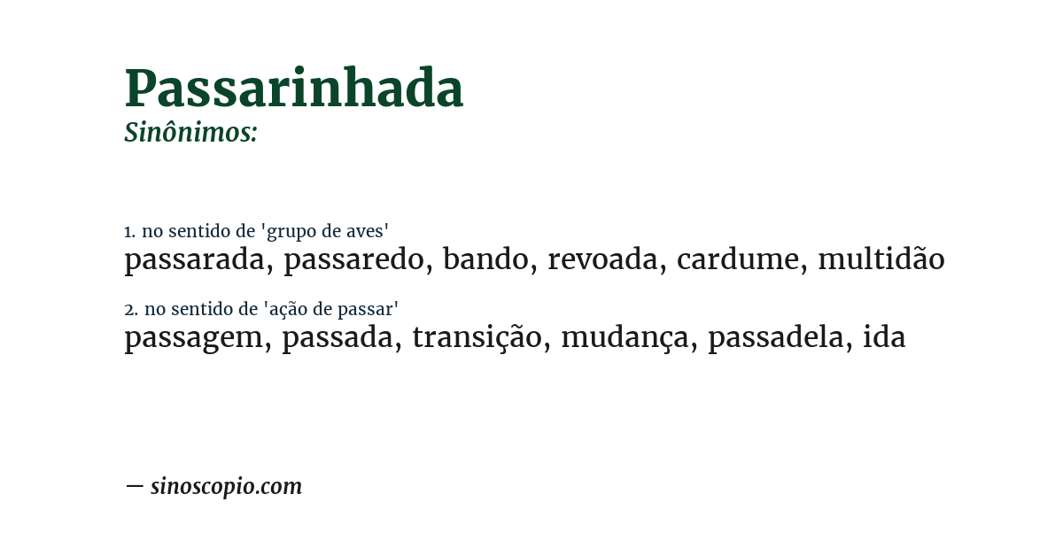 Sinônimo de passarinhada