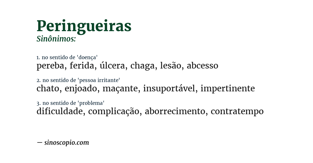 Sinônimo de peringueiras