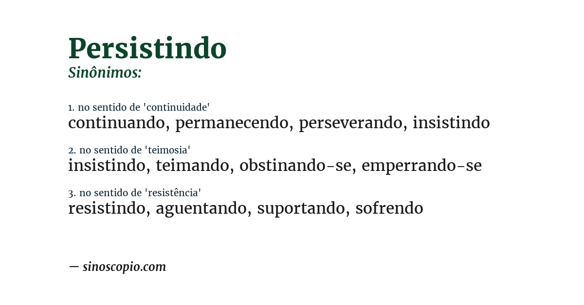 Sinônimo de persistindo