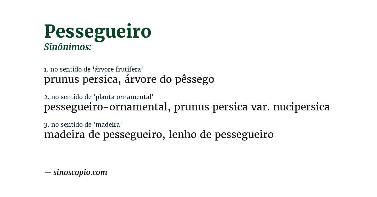 Sinônimo de pessegueiro