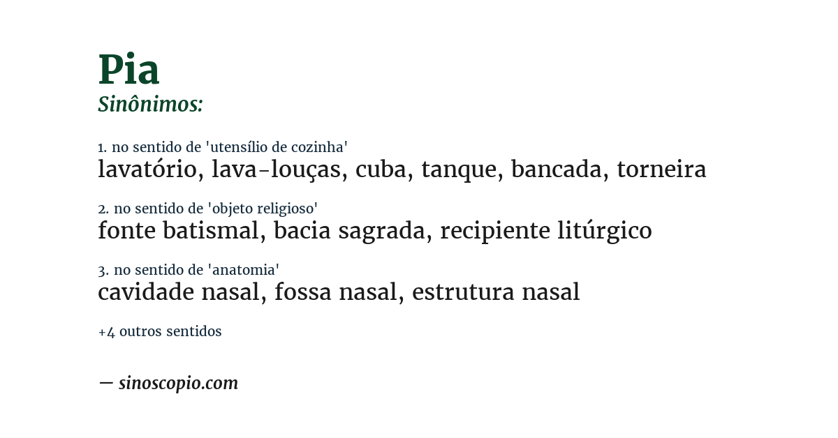 Sinônimo de pia