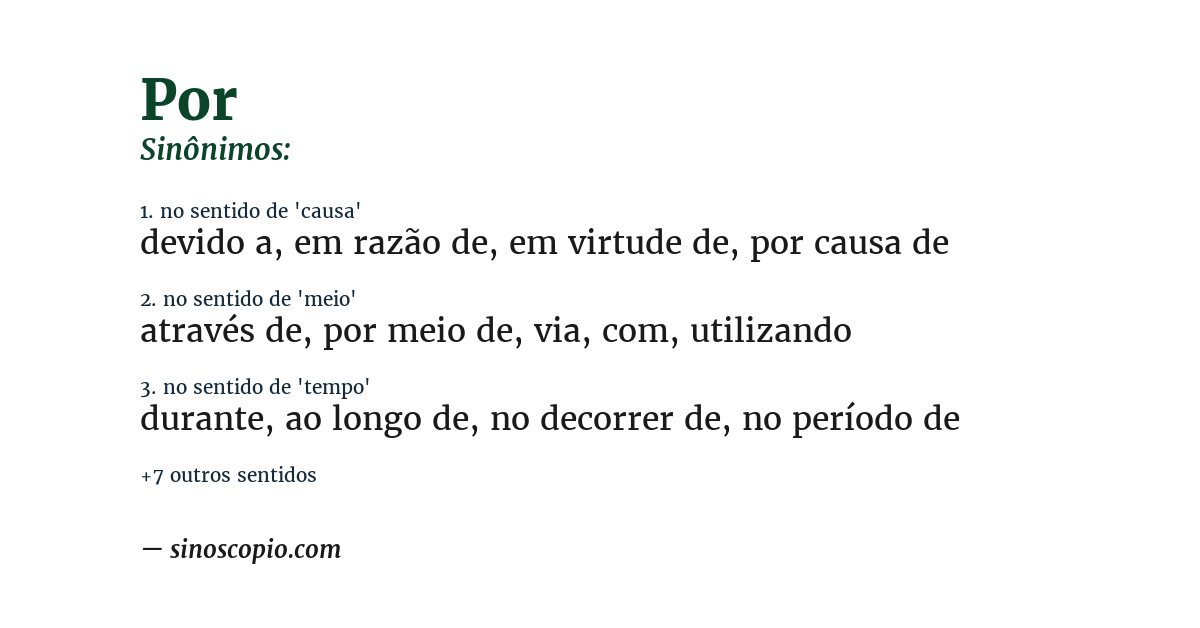 Sinônimo de por
