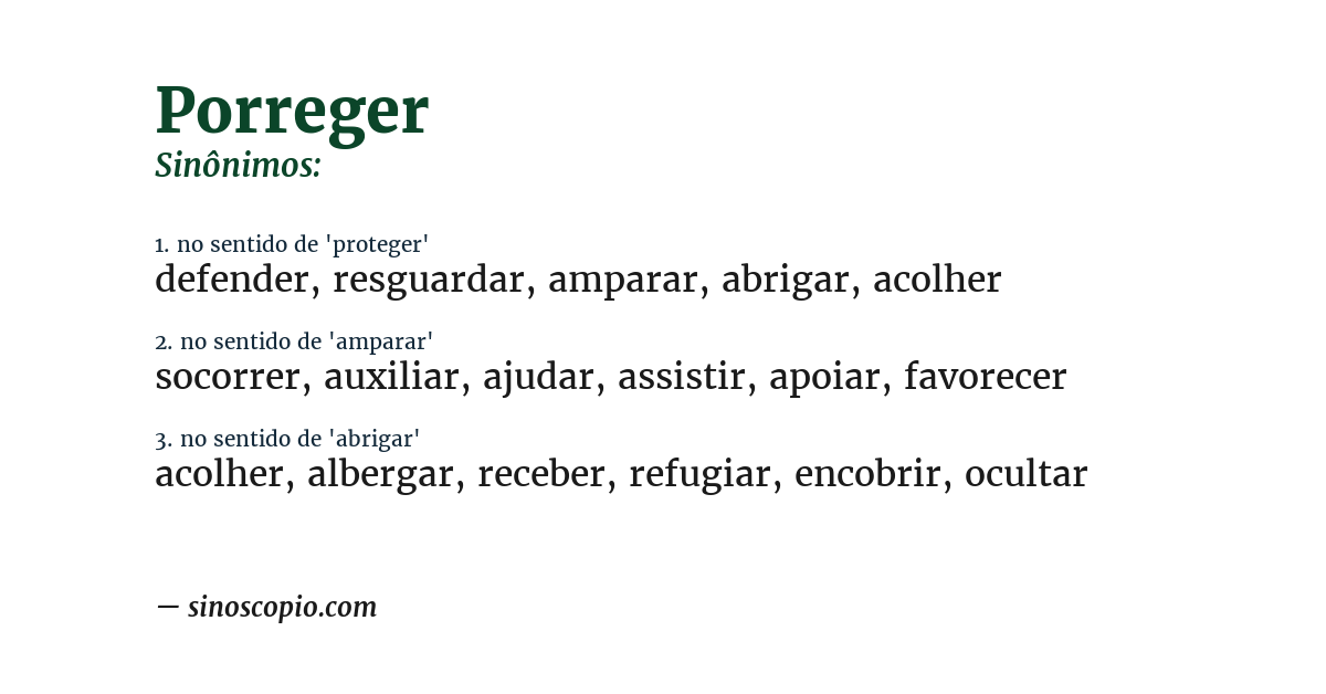 Sinônimo de porreger