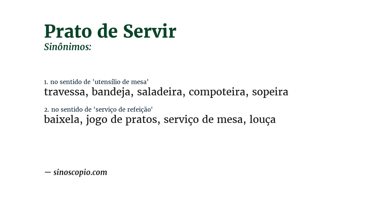 Sinônimo de prato de servir