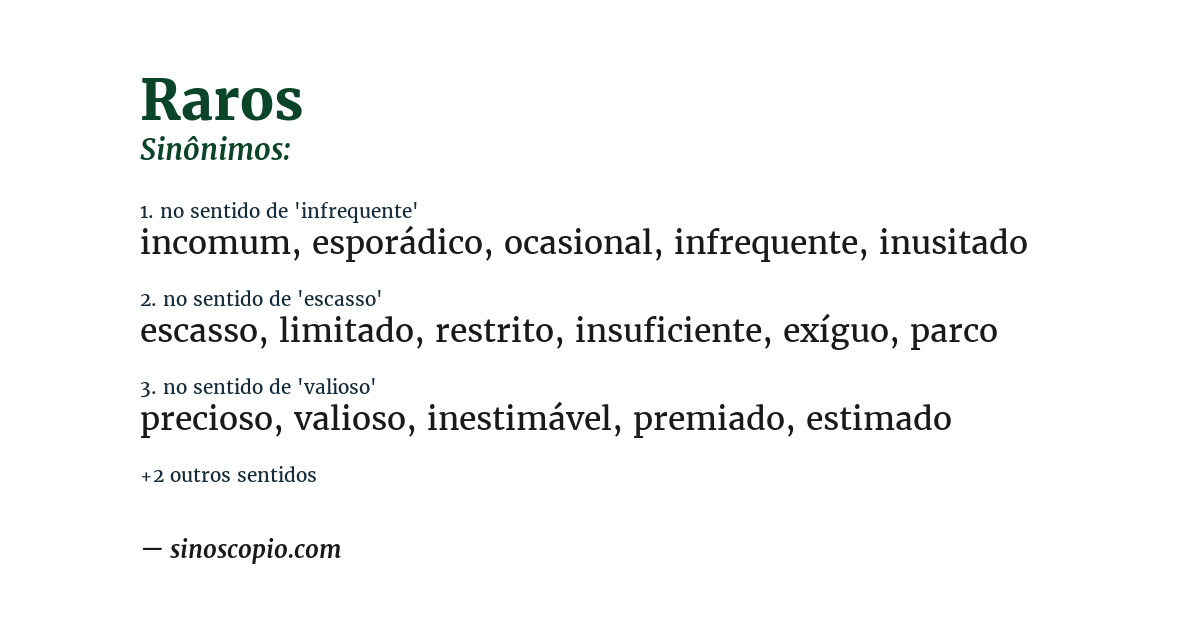 Sinônimo de raros