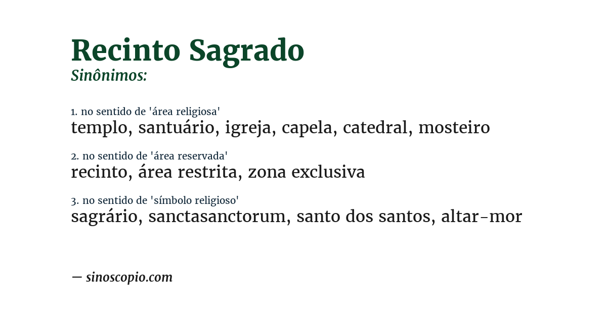 Sinônimo de recinto sagrado