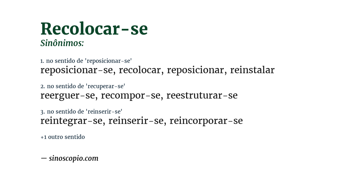 Sinônimo de recolocar-se