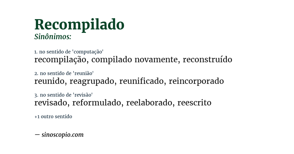 Sinônimo de recompilado