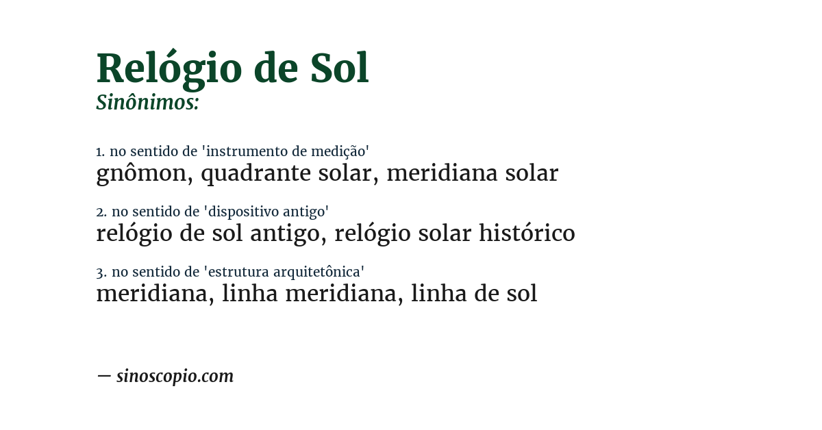 Sinônimo de relógio de sol