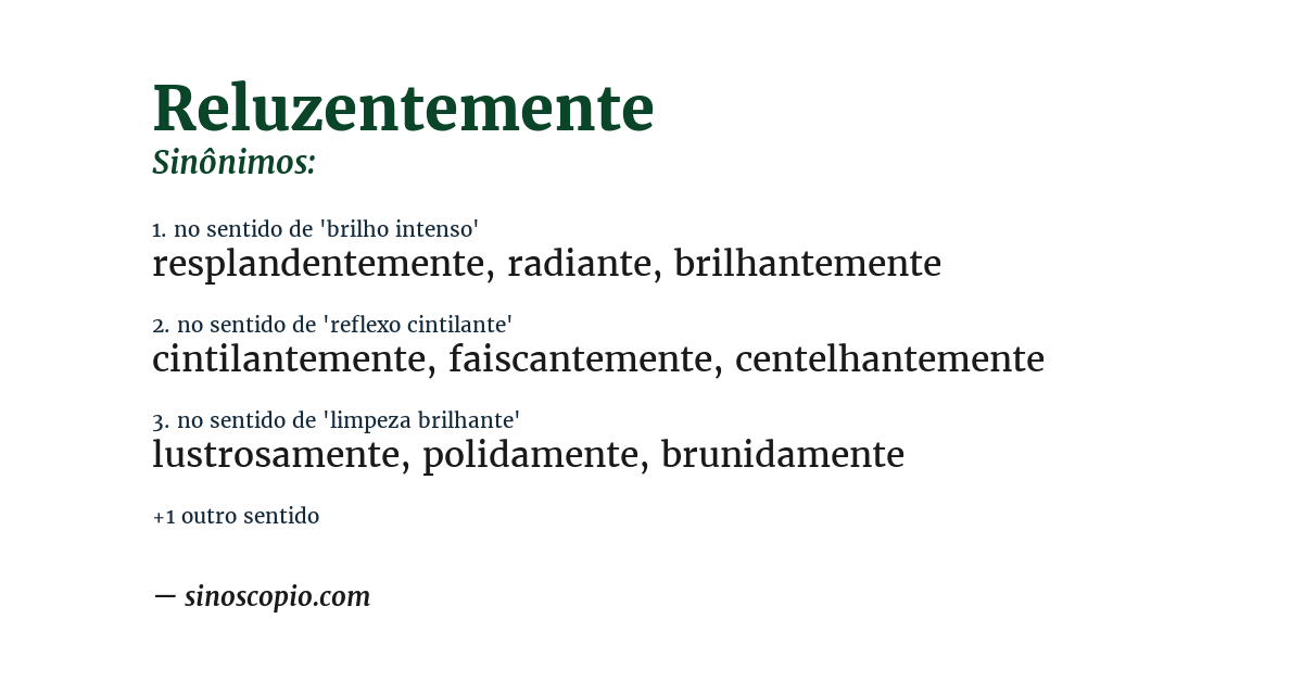 Sinônimo de reluzentemente