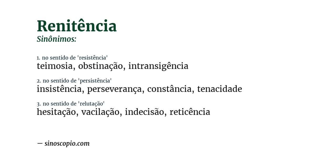 Sinônimo de renitência