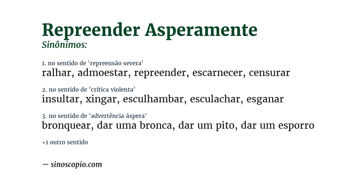 Sinônimo de repreender asperamente
