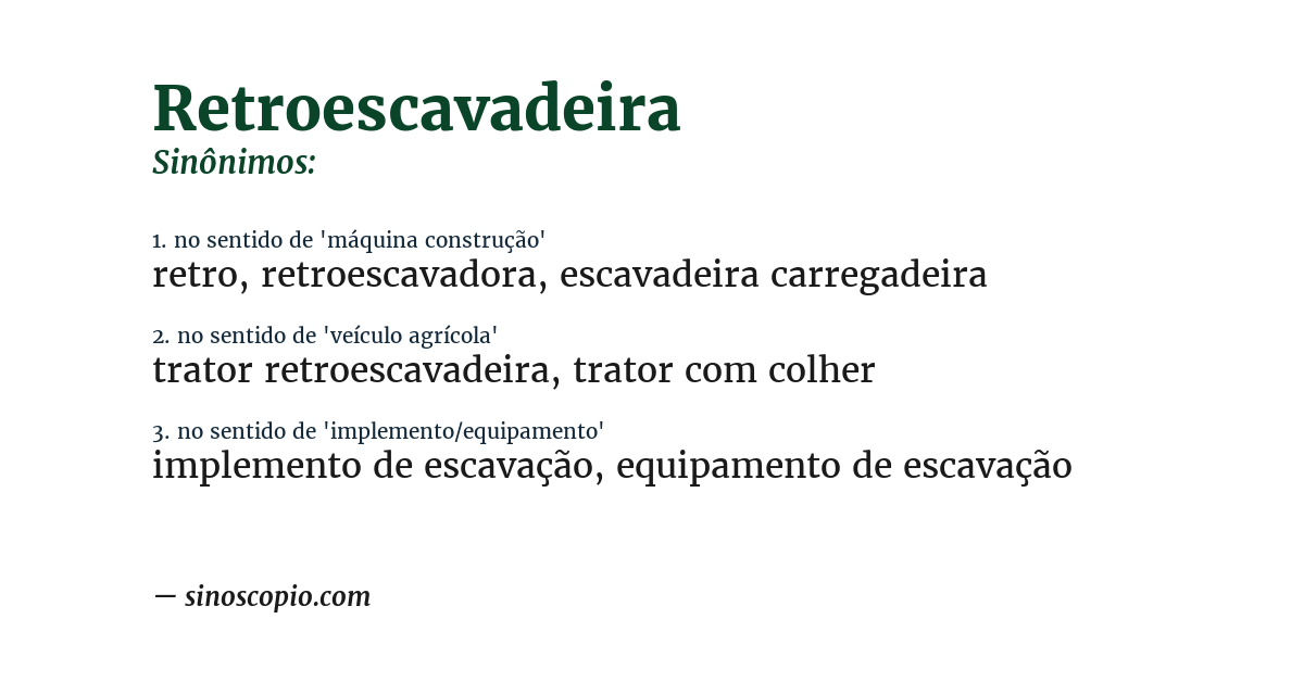 Sinônimo de retroescavadeira