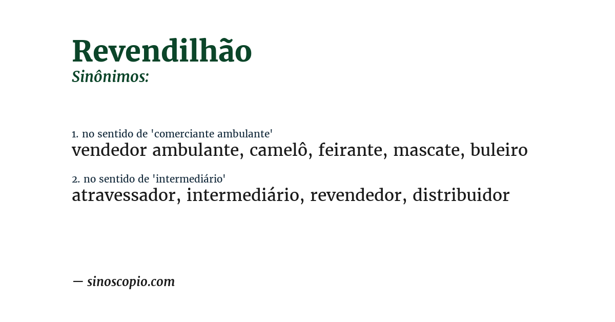Sinônimo de revendilhão