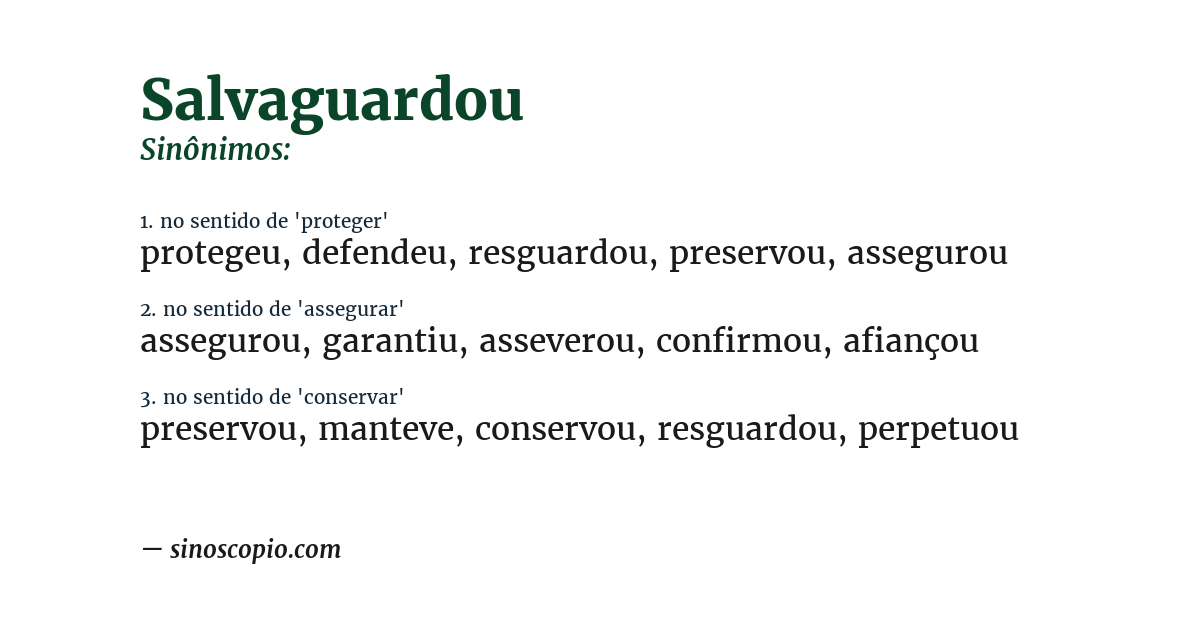 Sinônimo de salvaguardou