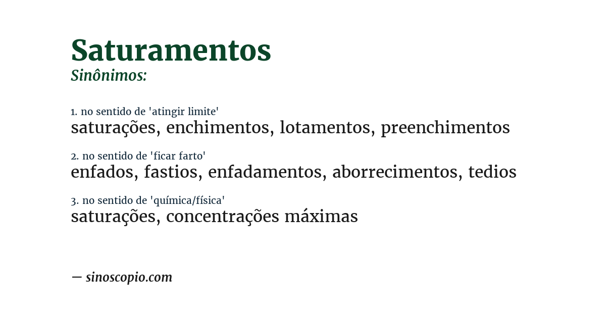 Sinônimo de saturamentos